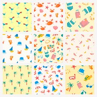 Colorful summer seamless pattern vector illustration collection vector
