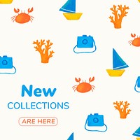 New collections Facebook ad template, editable text vector