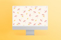 Computer screen mockup psd, digital device with tropical background