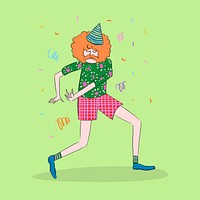 Dancing man collage element, cute party sticker on green background vector