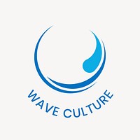 Wave culture business logo template, modern flat design psd