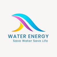 Water energy logo template, environmental business, gradient design vector