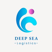 Logistics business logo template, wave graphic with modern gradient psd