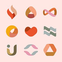 Abstract colorful badge sticker, geometric shape, logo element for business set vector