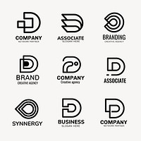 Modern business logo template, black design set vector