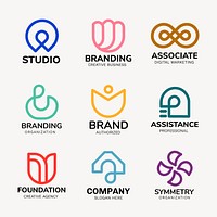 Modern business logo template, colorful design set vector