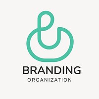 Business logo template, green geometric shape psd