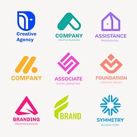 Professional business logo template, colorful geometric shape set