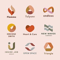 Aesthetic business logo template, geometric shape set vector