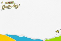 Happy birthday greeting background, ripped paper card design psd