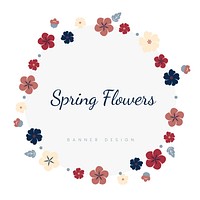 Round red floral badge vector