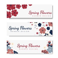 Rectangle floral badges vector set