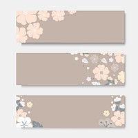 Flowers border rectangle card template vector