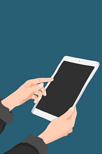 Social media addiction background, hand holding tablet