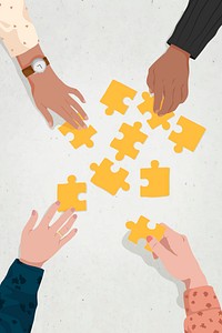 Business jigsaw background, problem solving teamwork