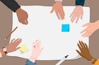 Business frame background, diverse hands in meeting