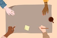 Business meeting background, diverse hands frame illustration