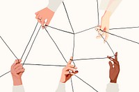 Business connection background, diverse hands illustration psd