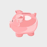 Pink piggy bank clipart, savings & finance illustration psd