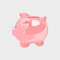 Pink piggy bank clipart, savings & finance illustration vector