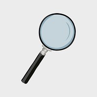 Magnifying glass sticker, solution finding, business illustration vector