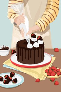 Chocolate cake background, homemade food illustration design