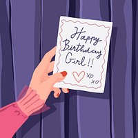 Birthday card, purple background, celebration illustration design