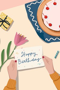 Birthday cake background, wishing card, celebration illustration design