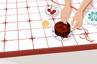 Chocolate cake background, homemade food illustration design vector
