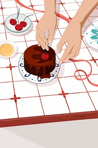 Chocolate cake background, homemade food illustration design