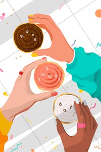 Cupcakes background, food illustration design