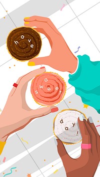 Cupcakes background, food illustration design