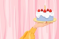 Birthday cake background, food illustration design psd
