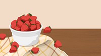 Strawberry desktop wallpaper, aesthetic fruit illustration design