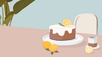 Lemon cake computer wallpaper, food illustration design