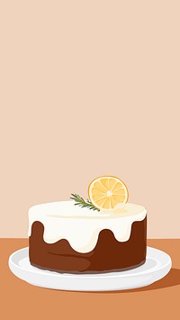 Lemon cake mobile wallpaper, food illustration design