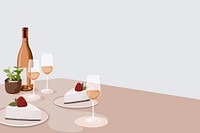 Celebration background, rose wine and cake, party illustration design