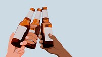 Party desktop wallpaper, beer bottles, celebration illustration design