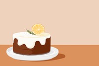 Lemon cake background, food illustration design psd