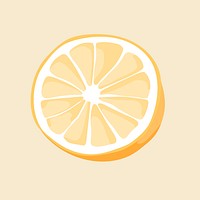 Sliced lemon sticker, fruit illustration design vector