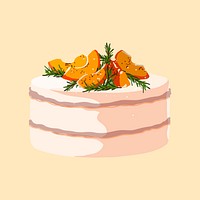 Orange cake, aesthetic food illustration vector