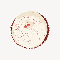 Aesthetic red velvet cupcake sticker, white frosting, food illustration design vector