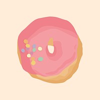 Strawberry glazed donut, aesthetic food illustration
