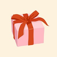 Pink present, festive illustration design, collage element vector