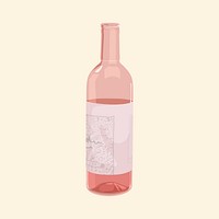 Rose wine bottle, drink illustration design vector