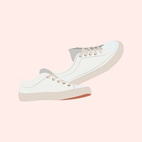 White canvas shoes, streetwear fashion illustration design psd