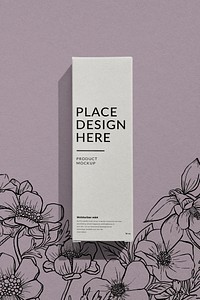 Beauty product box mockup, flower minimal design psd