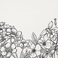 Seamless flower line art border background, aesthetic minimal pattern design psd