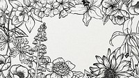 Hand drawn flower frame desktop wallpaper, aesthetic simple botanical design