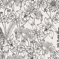 Seamless floral background, aesthetic minimal hand drawn pattern design vector